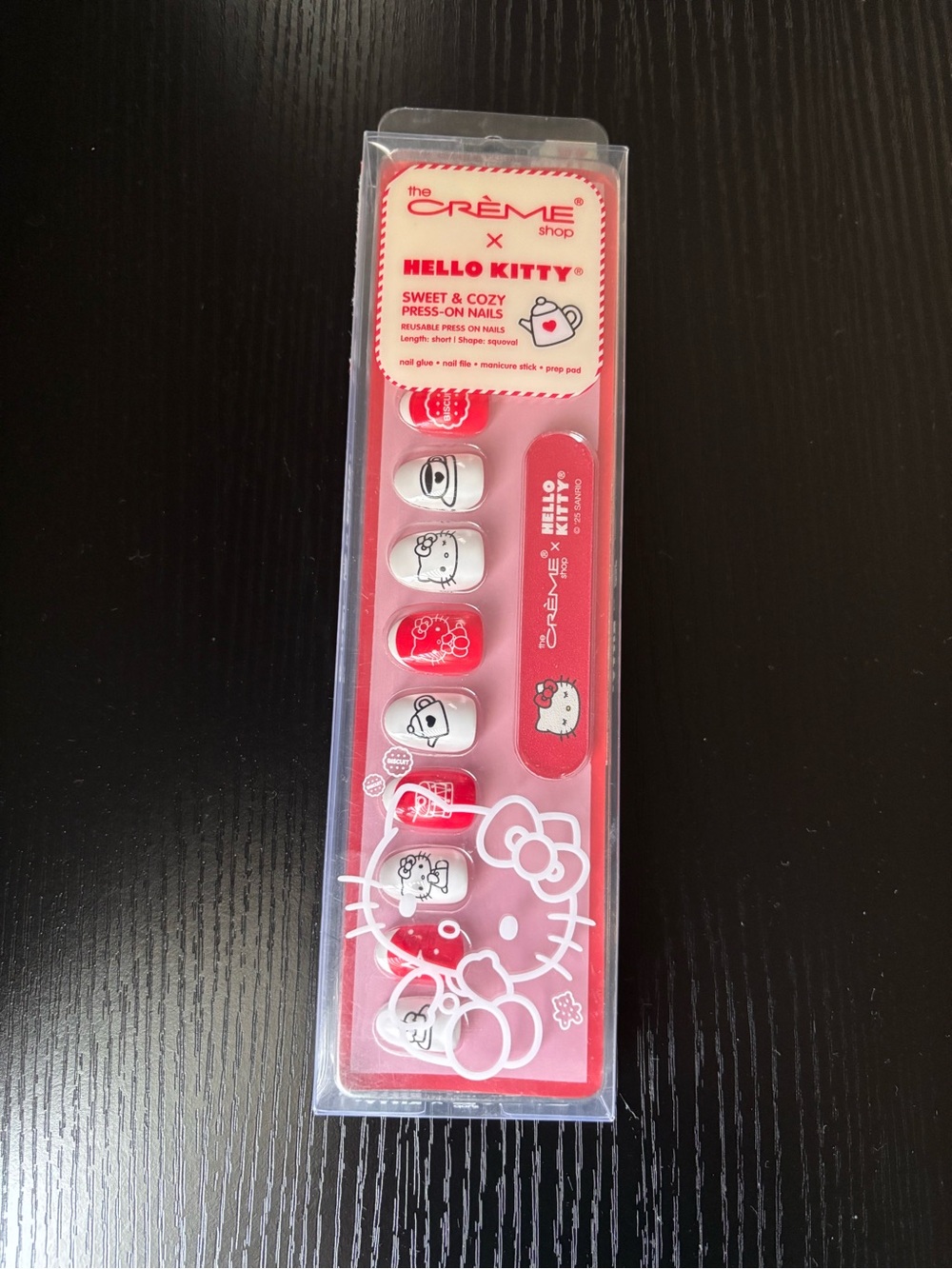 Hello Kitty Press-On Nails Pink & White with Character Art
